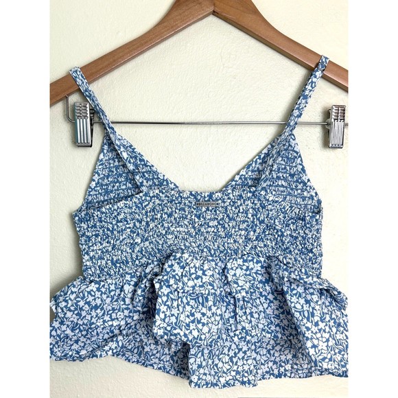 BILLABONG Crop Tank Top Women's Small Floral Blue Ruffles - Picture 4 of 10
